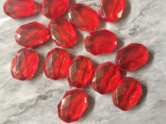 Red Large Beads, faceted acrylic bead, LUSTER collection, lucite beads, red bracelet, wire bangle beads, clear jewelry red bracelet