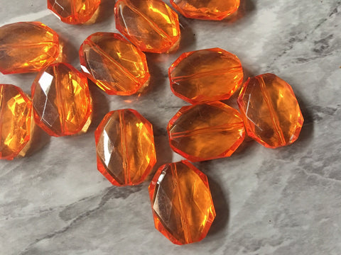 Orange Large Beads, faceted acrylic bead, LUSTER collection, lucite beads, orange bracelet, wire bangle beads, clear jewelry orange bracelet