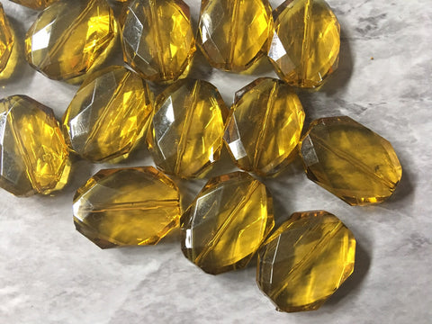 Olive Oil Large Beads, faceted acrylic bead, LUSTER collection, lucite beads, brown bracelet, wire bangle beads, yellow clear jewelry