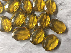 Olive Oil Large Beads, faceted acrylic bead, LUSTER collection, lucite beads, brown bracelet, wire bangle beads, yellow clear jewelry