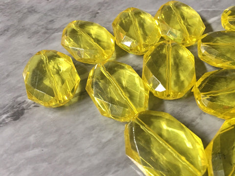 Lemon Large Beads, faceted acrylic bead, LUSTER collection, lucite beads, yellow bracelet, wire bangle beads, clear jewelry bracelet