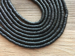 Black 6mm WHOLESALE rubber disc beads, 17” strand heishi beads, colorful round polymer beads, colorful pride clearance beads, donut beads