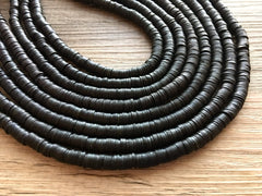 Black 6mm WHOLESALE rubber disc beads, 17” strand heishi beads, colorful round polymer beads, colorful pride clearance beads, donut beads