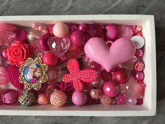 WHOLESALE Pink Bead Soup Mix, bubblegum round crystals jewelry creation, bangle making beads, sale clearance beads princess blush magenta