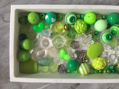 WHOLESALE Green Bead Soup Mix, bubblegum round crystals jewelry creation, bangle making beads, sale clearance beads lime neon