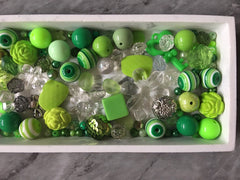 WHOLESALE Green Bead Soup Mix, bubblegum round crystals jewelry creation, bangle making beads, sale clearance beads lime neon