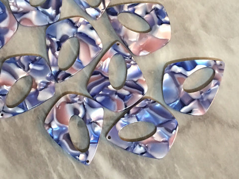 Blush + Blue MOSAIC Shell Tortoise Shell Acrylic Blanks Cutout, earring pendant jewelry making, 35mm jewelry 1 Hole earring blanks pink