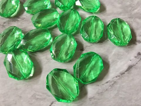 Green Beads, faceted acrylic bead, LUSTER collection, lucite beads, green bracelet, wire bangle beads, clear jewelry Kelly green