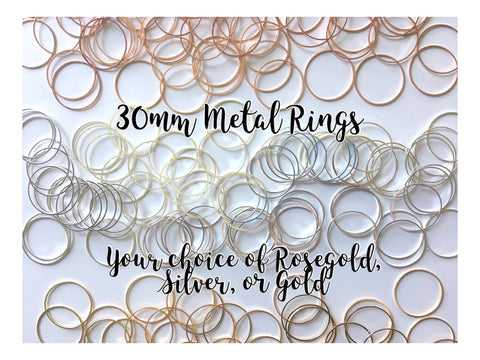 30mm Metal circles, bracelet necklace earrings, jewelry making, geometric earrings blanks, simple round minimalist gold silver Rosegold