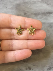 Gold hammered STAR 14mm post earring blanks, gold earring, gold stud earring, gold jewelry, gold dangle earring making diamond metallic