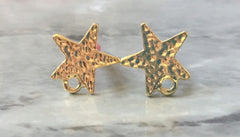 Gold hammered STAR 14mm post earring blanks, gold earring, gold stud earring, gold jewelry, gold dangle earring making diamond metallic