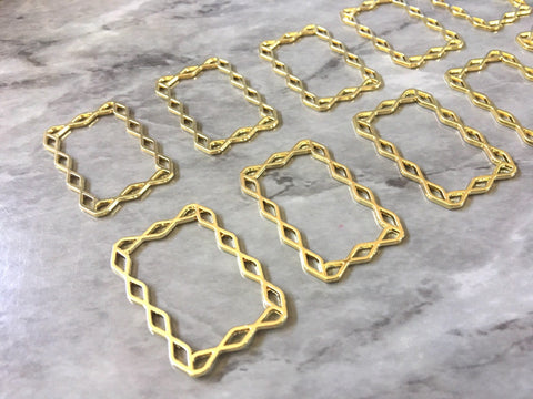 Gold Rectangle Chain 37mm blanks for earrings, gold rectangle blanks, DIY gold earring jewelry round gold, geometric boho long necklace