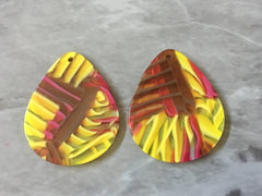 Pink Yellow Brown SUNSET resin Acrylic Blanks Cutout, teardrop earring pendant circle making, 34mm 1 Hole earring blanks jewelry diy