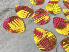 Pink Yellow Brown SUNSET resin Acrylic Blanks Cutout, teardrop earring pendant circle making, 34mm 1 Hole earring blanks jewelry diy