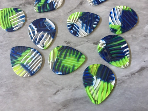 Blue Green White BEACHY resin Acrylic Blanks Cutout, teardrop earring pendant circle making, 34mm 1 Hole earring blanks jewelry diy