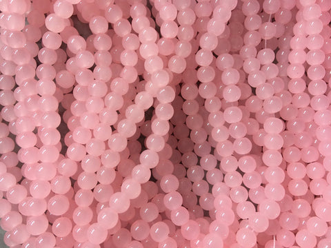 Blush Pink 6mm Glass WHOLESALE round beads, 30” strand 140 beads, colorful round beads, baby pink pride clearance beads