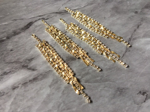 Gold & Diamond Rhinestone Crystal Rhinestone Pendants, 90mm chain necklace charm, crystal statement chandelier earrings
