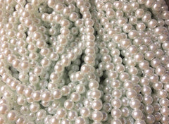 White 8mm Glass WHOLESALE round pearl beads, 30” strand 105 beads, colorful round beads, white pearl clearance beads shiny circular