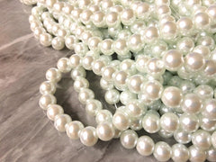 White 8mm Glass WHOLESALE round pearl beads, 30” strand 105 beads, colorful round beads, white pearl clearance beads shiny circular