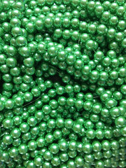 Light Green 8mm Glass WHOLESALE round pearl beads, 30” strand 105 beads, colorful round beads, pearl clearance beads shiny circular