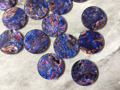 Pink Purple Blue BEACH mosaic Resin Beads, circle cutout acrylic Earring Necklace pendant bead, one hole at top, jewelry acrylic DIY