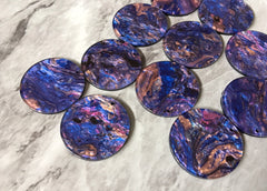 Pink Purple Blue BEACH mosaic Resin Beads, circle cutout acrylic Earring Necklace pendant bead, one hole at top, jewelry acrylic DIY