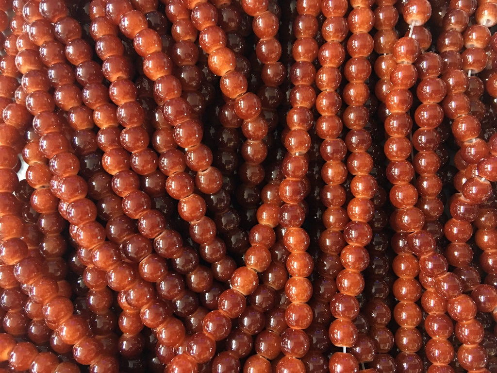 Chocolate Fudge 6mm Glass WHOLESALE round beads, 30” strand 140 beads, colorful round beads, brown pride clearance beads