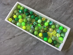 WHOLESALE Green Bead Soup Mix, bubblegum round crystals jewelry creation, bangle making beads, sale clearance beads