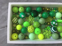 WHOLESALE Green Bead Soup Mix, bubblegum round crystals jewelry creation, bangle making beads, sale clearance beads