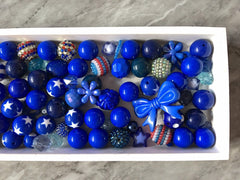 WHOLESALE Blue Silver Bead Soup Mix, bubblegum round crystals jewelry creation, bangle making beads, sale clearance beads