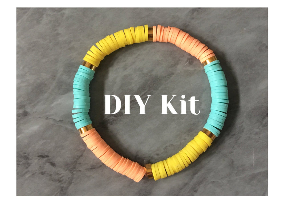 DIY Heishi Surfer Bracelet Making Kit, Including Polymer Clay Disc