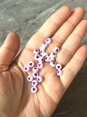 7mm Purple HEART beads, white heishi beads, colorful round beads, colorful pride clearance beads donut bracelet valentine rainbow