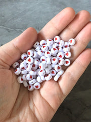 7mm Red HEART beads, white heishi beads, colorful round beads, colorful pride clearance beads donut bracelet valentine rainbow