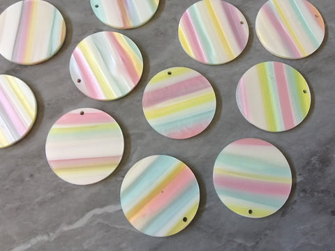 Pastel + White Shell Acrylic Blanks Cutout, Circle blanks, earring bead jewelry making, 35mm circle jewelry, 1 Hole circle bangle pendant