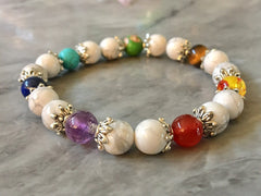 DIY Kit beads bracelet, rainbow + howlite beads, bracelet beads, colorful round glass beads colorful pride clearance beads donut gem beads