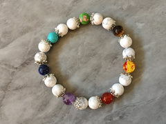 DIY Kit beads bracelet, rainbow + howlite beads, bracelet beads, colorful round glass beads colorful pride clearance beads donut gem beads