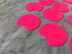 36mm Hot Pink acrylic Beads, circle cutout acrylic Earring Necklace pendant bead one hole top, pink earrings, neon 80’s jewelry