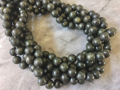 Natural Serpentine/Green Lace Stone Beads green Grade A Round 8mm 15" strand agate strung beads, glass beads circle long mandala necklace