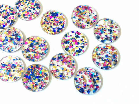 Pink Blue “Boy Girl Party” Boho Confetti Acrylic Resin Beads, round cutout 30mm Earring Necklace pendant bead, one hole DIY blanks acetate