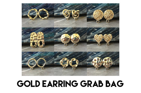 SALE! Grab Bag Gold post earring circle blanks, gold round earring, gold stud earring, gold jewelry, gold dangle earring making dangle