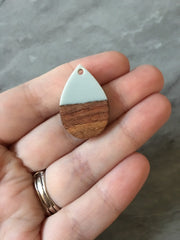 Wood Grain + Gray resin Beads, teardrop cutout acrylic 29mm Earring Necklace pendant bead, one hole at top DIY wooden blanks brown circle