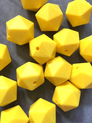 Yellow Beads Silicone 18mm Beads, faceted cube big beads, bracelet earrings, jewelry making, yellow teething necklace beads