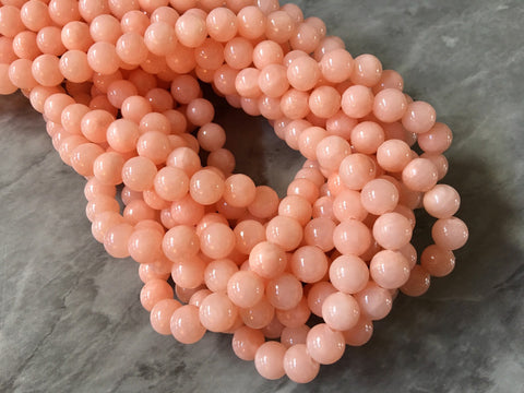 15" strand Peach Glass 8mm Beads, geometric acrylic beads, bracelet necklace earrings, jewelry making, acrylic bangle jade round pink