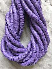 Purple Amethyst 8mm WHOLESALE rubber disc beads, 16” strand heishi beads, colorful round polymer beads, colorful pride clearance beads donut