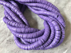 Purple Amethyst 8mm WHOLESALE rubber disc beads, 16” strand heishi beads, colorful round polymer beads, colorful pride clearance beads donut