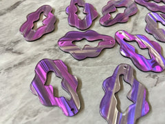 Purple Hologram Resin Beads, oval cutout acrylic 42mm Earring Necklace pendant bead, one hole at top jewelry acrylic DIY acetate