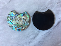 Abalone Shell Green Black Acrylic Blanks Cutout, earring pendant jewelry making, 35mm jewelry, 1 Hole earring blanks, geode agate