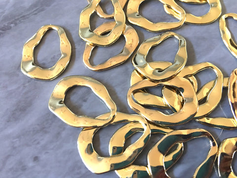 Gold Chunky Oval teardrop 24mm for earrings, gold circle blanks, DIY gold earring jewelry round gold earrings, geometric boho long necklace