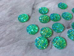 12mm Druzy Cabochons, GREEN sparkle jewelry making kit, earring set, diy jewelry, druzy studs, 12mm Druzy, cabochon, stud earrings green