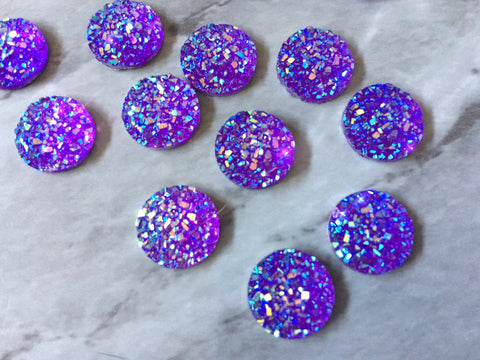 Chunky Deep Purple 12mm Druzy Cabochons, jewelry making kit, earring set, diy jewelry, druzy studs, 12mm Druzy cabochon, purple studs